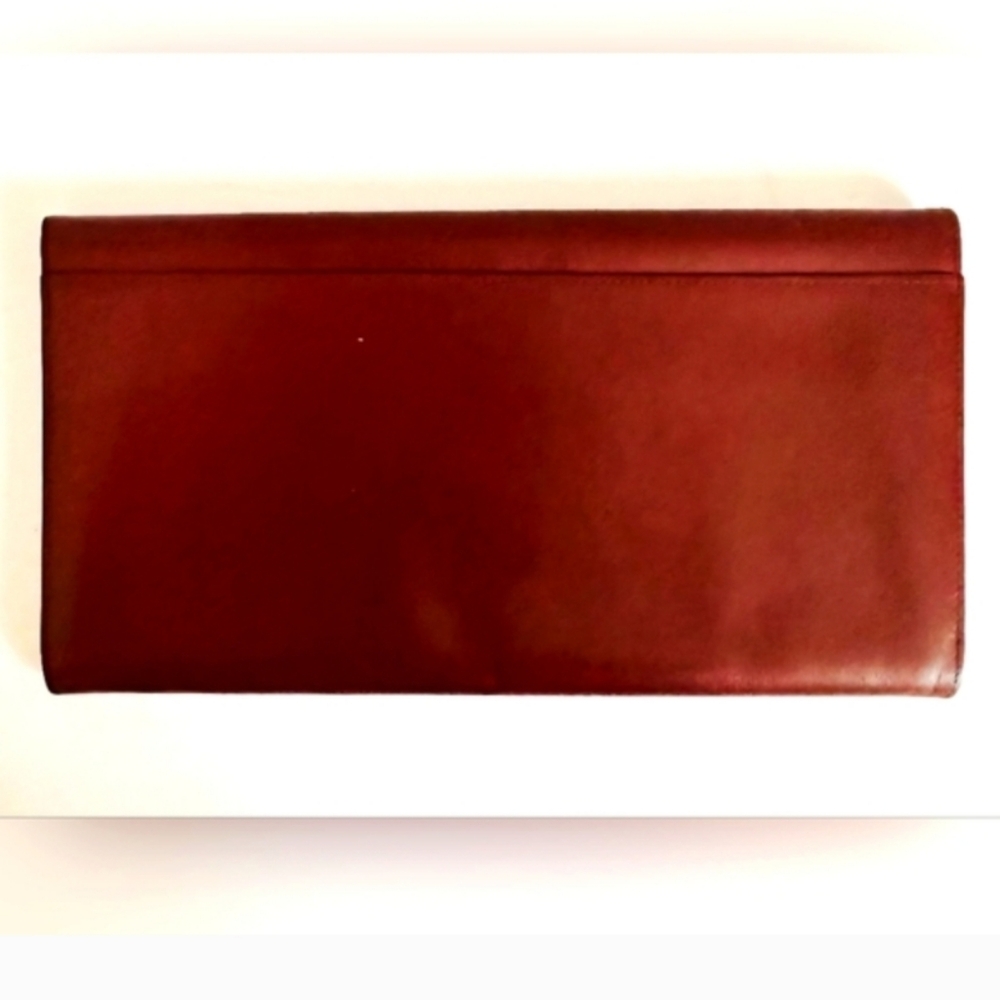 Cartier Deep Burgundy RedLeather Clutch with 24 K Gold Accents EUC - Picture 3 of 12